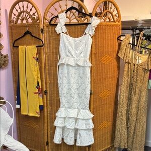 V. Chapman White Lace Midi Dress size 0